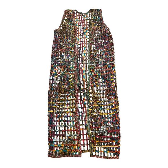 Ankara Print Net Basket Maxi Vest One Size Multi-Color - Picture 2 of 6